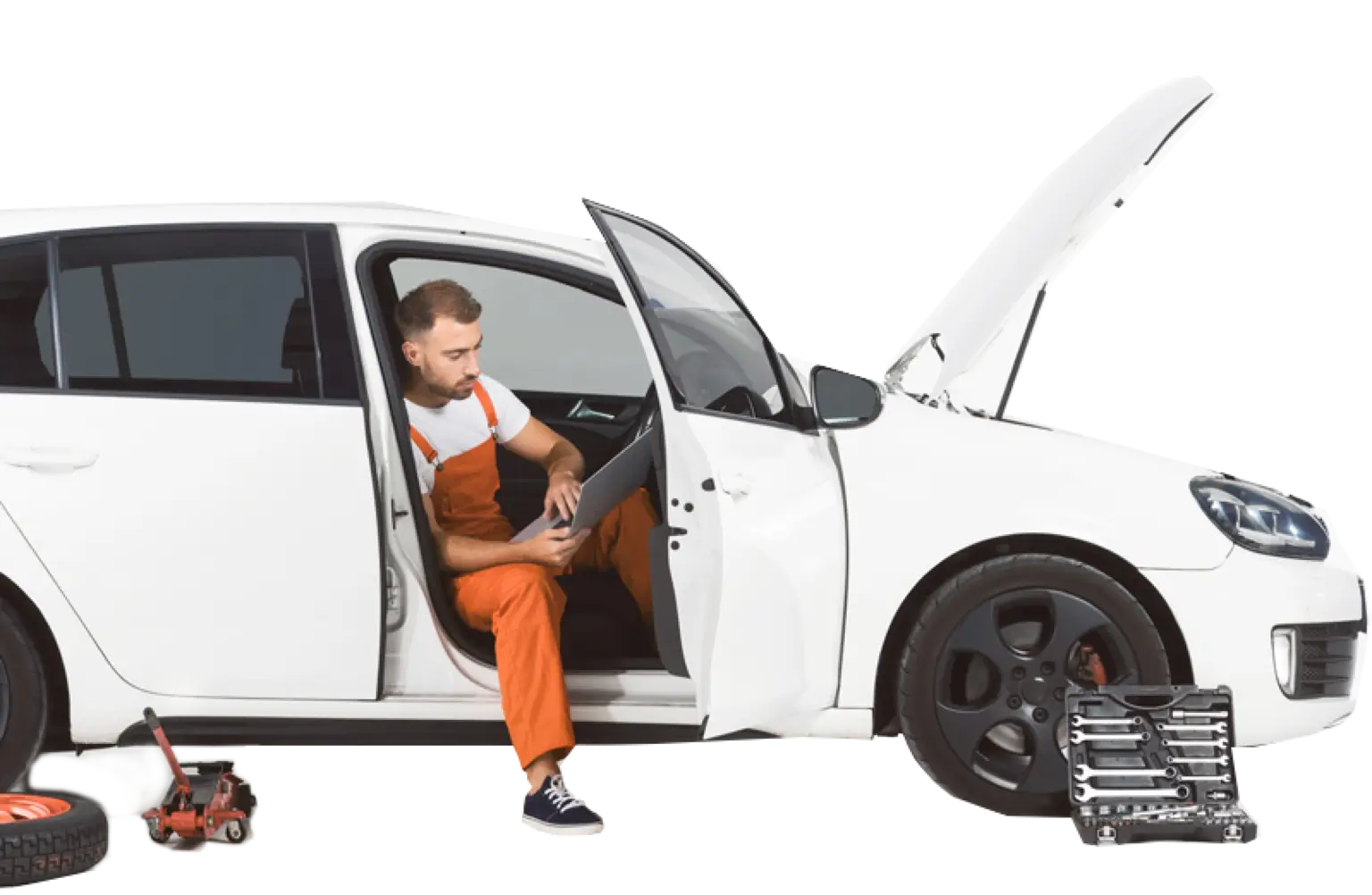 white car mechanic